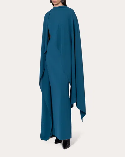 Roksanda Women's Deena Crepe Asymmetric Cape Maxi Dress