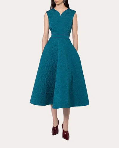 Roksanda Women's Ridha Cloque Notched Fit & Flare Midi Dress