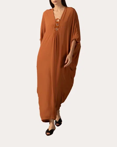 Adriana Degreas Women's Draped Embellished Kaftan In Brown