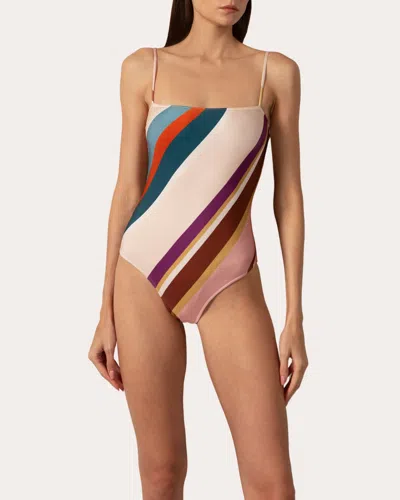 Adriana Degreas Women's Striped Square Neck Swimsuit