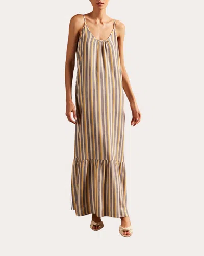 Adriana Degreas Women's Golden Age Embellished Striped Maxi Dress