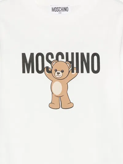 Moschino Teddy-print Long-sleeve Top In White