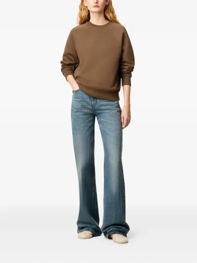 Ami Alexandre Mattiussi Embroidered-logo Sweater In Brown