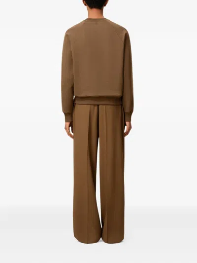 Ami Alexandre Mattiussi Embroidered-logo Sweater In Brown