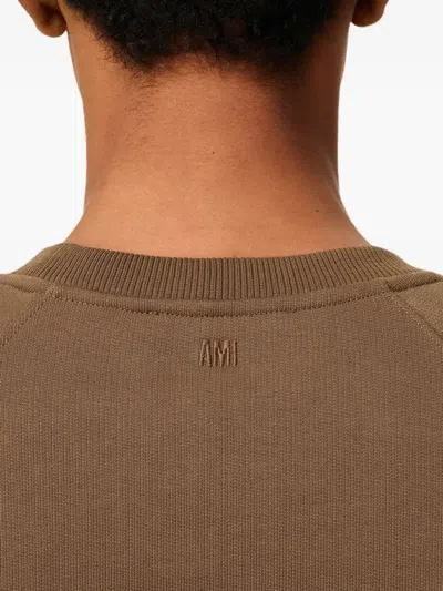 Ami Alexandre Mattiussi Embroidered-logo Sweater In Brown