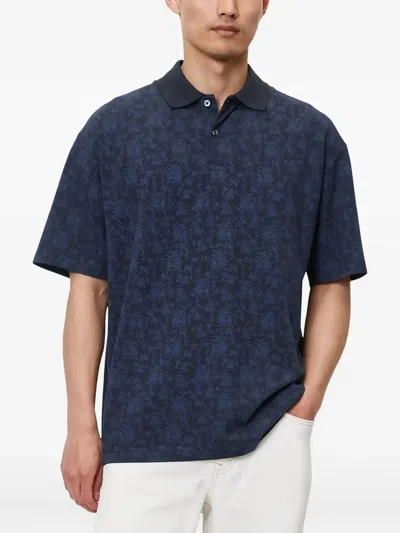 Marc O'polo Floral-print Polo Shirt In Blue