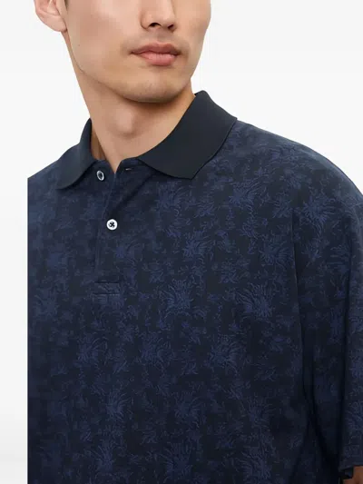Marc O'polo Floral-print Polo Shirt In Blue