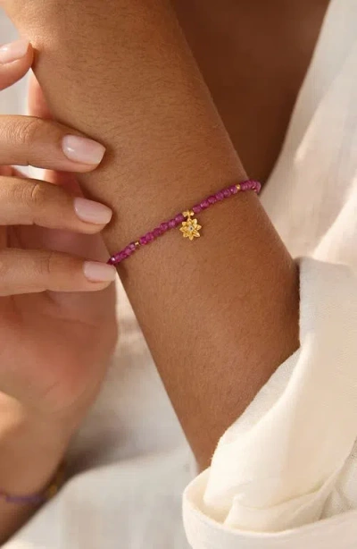 Satya Jewelry Ruby Lotus July Birthstone Bracelet
