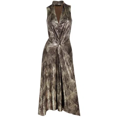 Me&thee Women's Nearing Closer Gold Metallic Dress In Brown