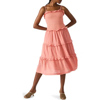 Steve Madden Nash Tiered Cotton Sundress In Pink
