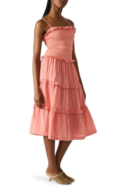 Steve Madden Nash Tiered Cotton Sundress In Pink