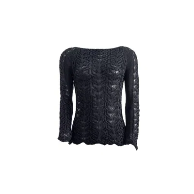 Süel Knitwear Women's Long-sleeved Twin-lace Sweater Black