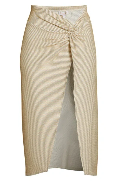 Ramy Brook Xana Scallop Metallic Cover-up Skirt In Neutral