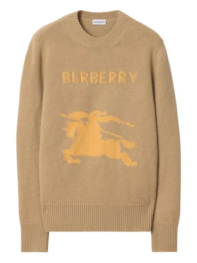 Burberry Wool And Cashmere Sweater With Ekd Knitwear Brown In Neutral