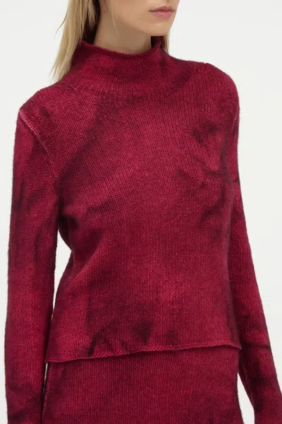 Gabriela Hearst Daina Cropped Knit Turtleneck In Bordeaux Cashmere