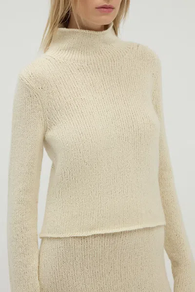 Gabriela Hearst Daina Cropped Knit Turtleneck In Ivory Cashmere