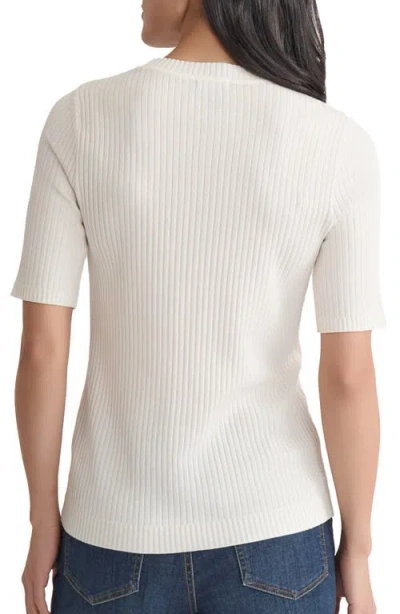 Jones New York Rib Short Sleeve Sweater In White