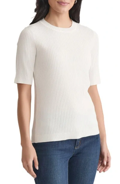 Jones New York Rib Short Sleeve Sweater In White