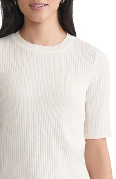 Jones New York Rib Short Sleeve Sweater In White