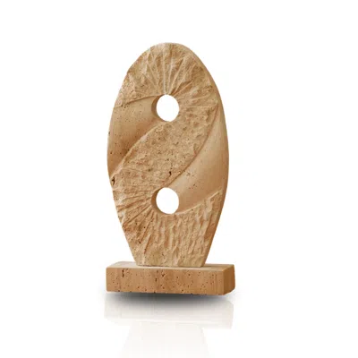 Marleth Neutrals Handmade Travertine Cross Sculpture Set – Natural Beige Stone Decor