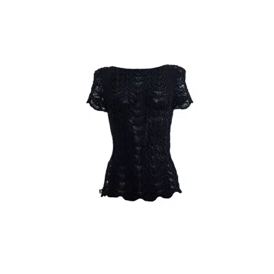 Süel Knitwear Women's Short-sleeved Twin-lace Sweater Black