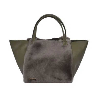 Owen Barry Women's Shearling Combo Leather Grab Bag Hawes Olive Green