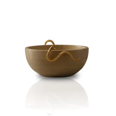Marleth Neutrals Serpentine Marble Bowl With Brass Snake Detail