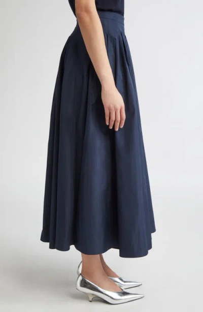 Max Mara Jokey Pleated Water Repellent Taffeta Skirt In Blue