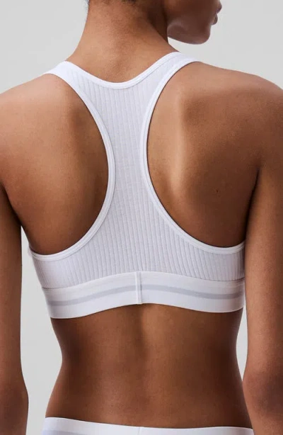 Calvin Klein Lightly Lined Rib Logo Bralette In White