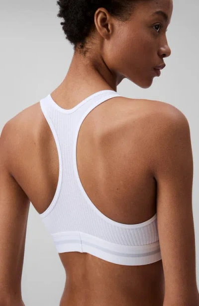Calvin Klein Lightly Lined Rib Logo Bralette In White