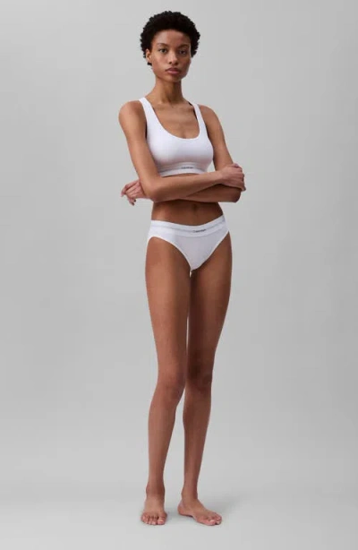 Calvin Klein Lightly Lined Rib Logo Bralette In White