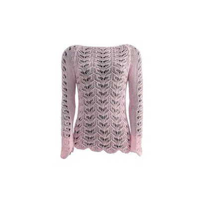 Süel Knitwear Women's Pink / Purple Long-sleeved Twin-lace Sweater Baby Rosa