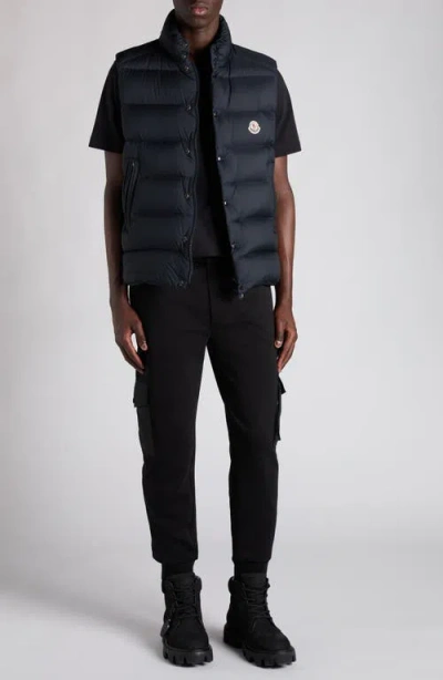 Moncler Tibb Water Repellent Down Puffer Vest In Blue