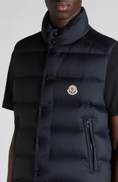 Moncler Tibb Water Repellent Down Puffer Vest In Blue