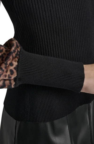 Dkny Women's V-neck Rib-knit Satin-long-sleeve