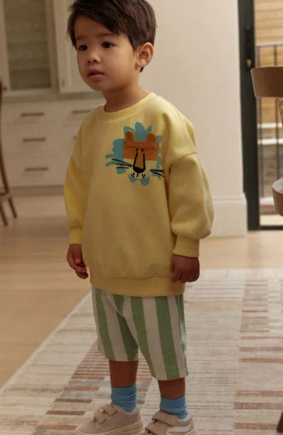 Next Kids' Lion Sweatshirt & Stripe Shorts Set In Yellow
