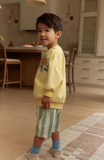 Next Kids' Lion Sweatshirt & Stripe Shorts Set In Yellow