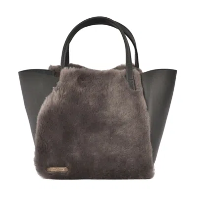 Owen Barry Women's Grey / Green Sheepskin Grab Bag Cromita Grey With Dark Olive Leather - Hawes