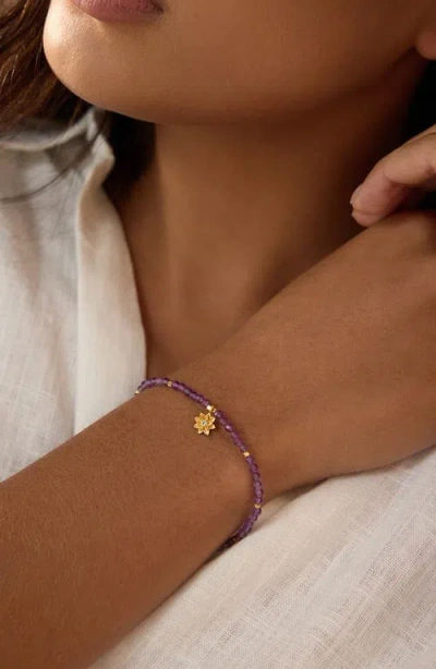 Satya Jewelry Amethyst Lotus February Birthstone Bracelet