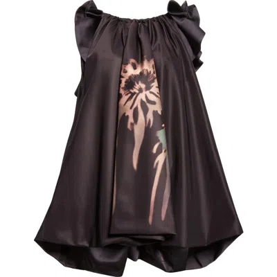 Collina Strada Pillow Satin Bubble Hem Minidress In Black