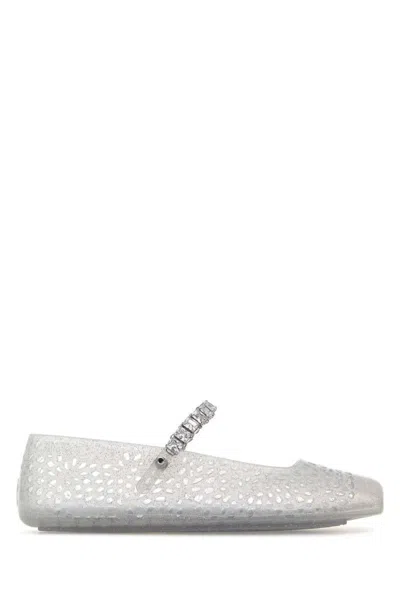 Jimmy Choo The Jelly Transparent Ballet Flats With Crystals Women In White