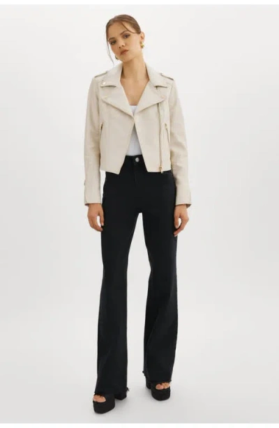 Lamarque Holy Leather Biker Jacket With Removable Hood In White