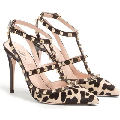 Valentino Rockstud Pumps In Animal Print In Brown