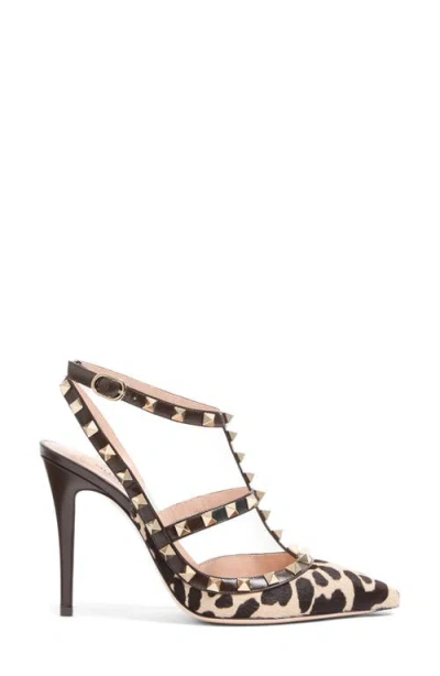 Valentino Rockstud Pumps In Animal Print In Brown