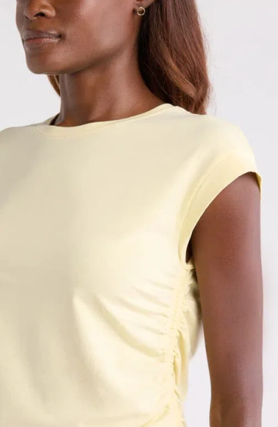 Zella Breezy Ruched Top In Yellow