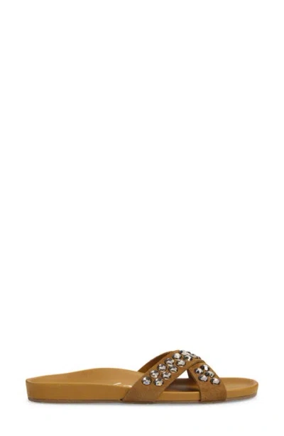 Pedro Garcia Analis Crystal Suede Crisscross Sandals In Brown