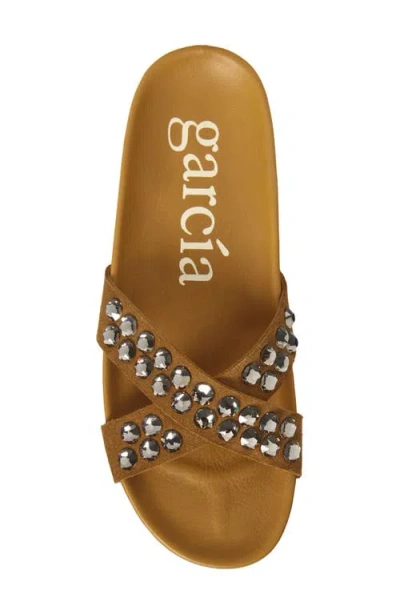 Pedro Garcia Analis Crystal Suede Crisscross Sandals In Brown