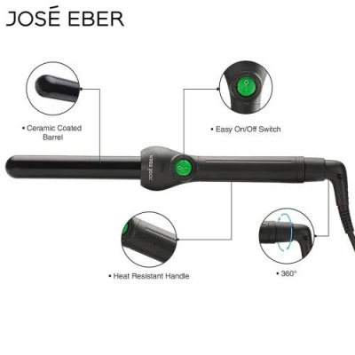 Jose Eber Clipless Curling Iron 1" (25mm) Black, Ceramic Barrel, Ion Tech
