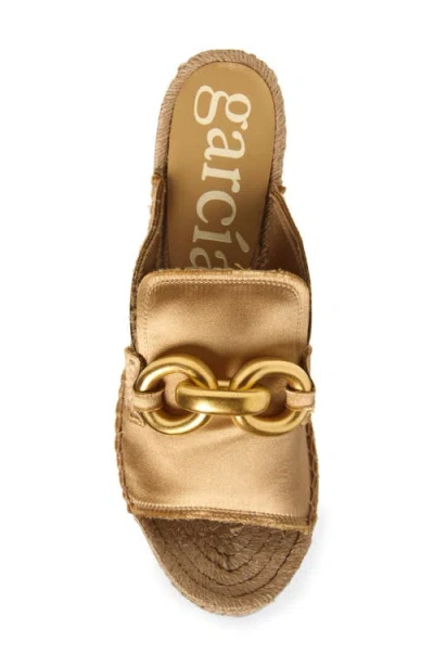 Pedro Garcia 75mm Oliveta Chain-embellished Wedge Mules In Gold