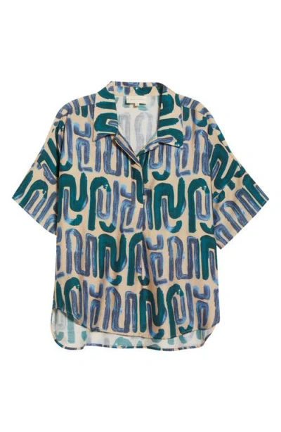 Melloday Easy Woven Pullover Shirt In Blue